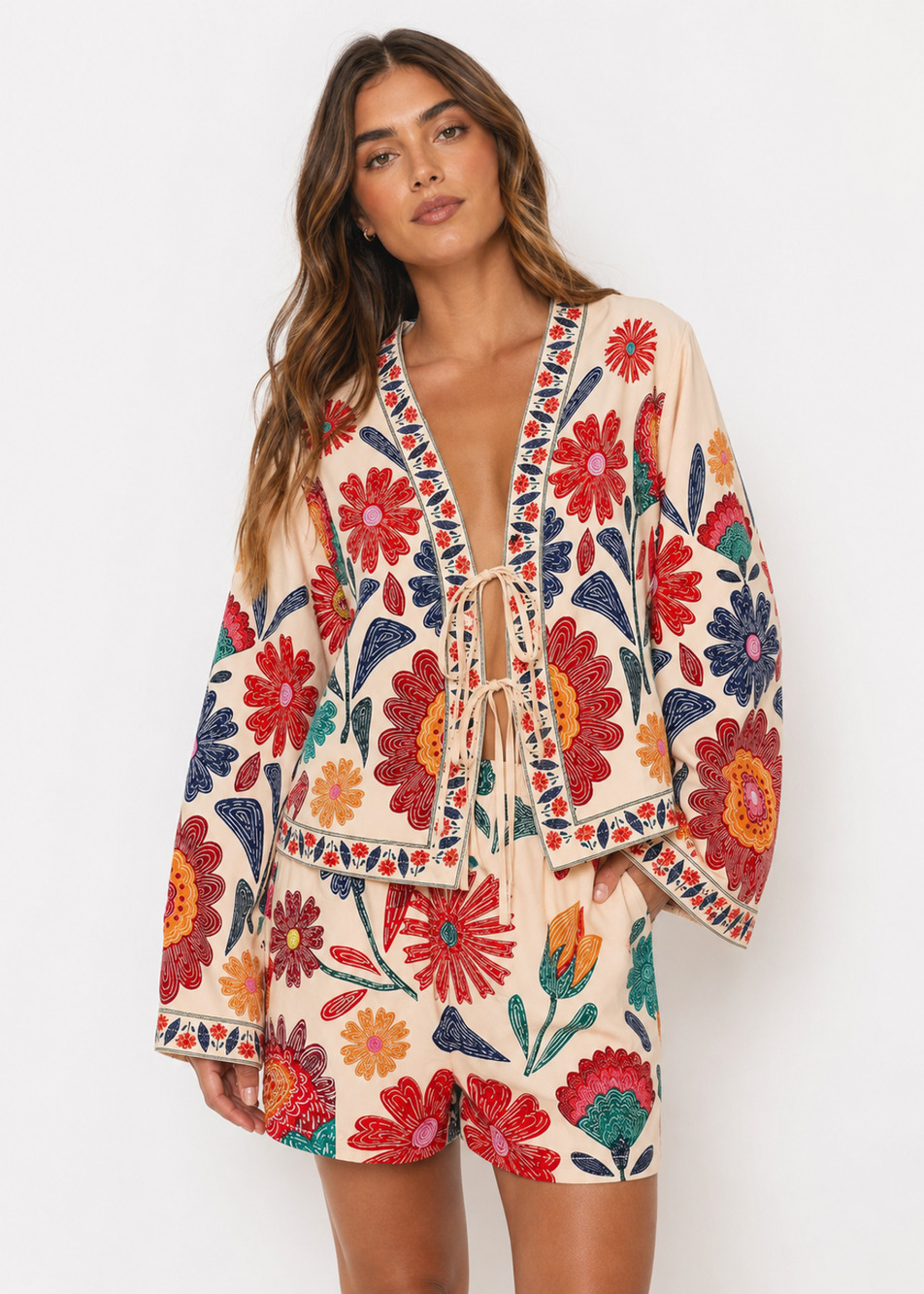 Marisol Floral Tie-Front Top & Shorts Set